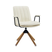 Load image into Gallery viewer, Faux Leather And Brown Swivel Arm Chair 23" - Off White