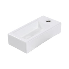 Load image into Gallery viewer, Modern Ceramic Rectangle Wall Mount Bathroom Sink With Single Faucet Hole - White