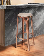 Load image into Gallery viewer, Copper Iron Backless Bar Height Bar Chair - Dark Brown