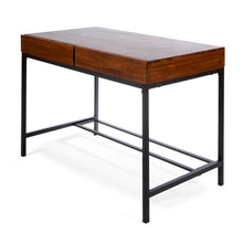 Load image into Gallery viewer, Industrial Style Storage Desk With Acacia Wood Top And Metal Legs - Oak