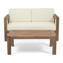 Load image into Gallery viewer, 2 Piece Patio Set With Open-Back Loveseat And Coffee Table - Beige / Brown