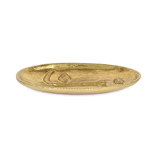 Load image into Gallery viewer, 8" Cast Iron Mod Abstract Face Oval Trinket Tray - Gold