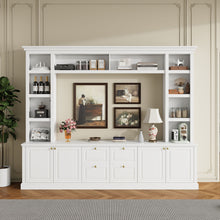 Load image into Gallery viewer, TV Stand With Bookcase, Storage Cabinet With 3 Adjustable Shelves, Living Room Entertainment Center - White