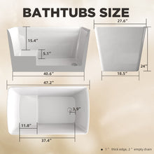 Load image into Gallery viewer, Freestanding Bathtub With Built In Seat, Rectangle Shape, Invisible Overflow & Pop Up Drain - Gloss White
