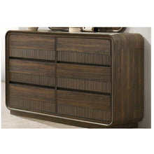 Load image into Gallery viewer, Flair Rounded Edges 1 Piece Dresser, 6 Drawer Storage Bedroom Furniture - Brown