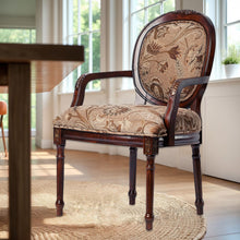 Load image into Gallery viewer, Bernice - Oval Back Chair With Floral Carvings - Brown / Beige Gray