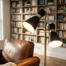 Load image into Gallery viewer, Axis - Floor Lamp With 4 Way Switch Double Spots With Base - Black / Gold