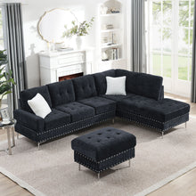Load image into Gallery viewer, L-Shaped Sectional Sofa With Chaise And Storage Ottoman, Includes 2 Pillows