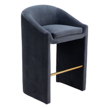 Load image into Gallery viewer, Velvet And Steel Low Back Bar Height Bar Chair - Gray And Gold