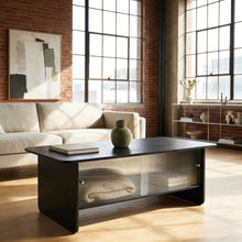 Load image into Gallery viewer, Rectangular Coffee Table With Sliding Door Storage Center