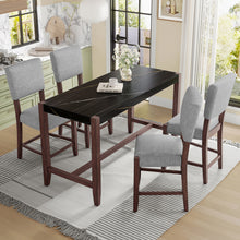 Load image into Gallery viewer, 5 Piece Counter Height Dining Set, Bar Table With 4 Upholstered Chairs