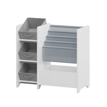 Load image into Gallery viewer, Bookshelf And Toy Storage Organizer, Multifunctional 4 Tier With 3 Collapsible Drawers - White