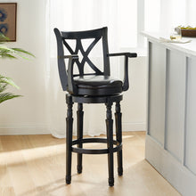Load image into Gallery viewer, Elegant Leather Swivel Bar Stool With Arms - Espresso
