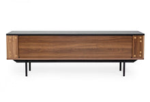 Load image into Gallery viewer, 63" Wood Open And Enclosed Storage TV Stand - Gray And Walnut