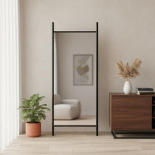 Load image into Gallery viewer, 71" Wood Leaning Ladder Framed Full Length Mirror - Black