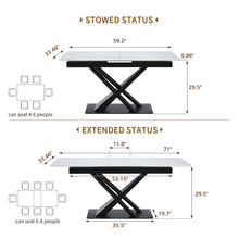 Load image into Gallery viewer, Dining Table With Geometric X Frame For Kitchen Or Dining Room - White Marble