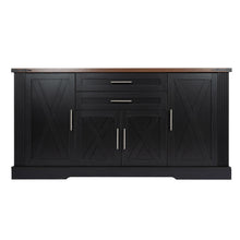Load image into Gallery viewer, Barn Door Storage Cabinet With 2 Drawers & Door Rack, Adjustable Shelves