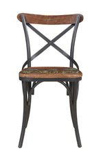 Load image into Gallery viewer, Metal Wood Cross Back Dining Side Chairs (Set of 2) - Black / Brown
