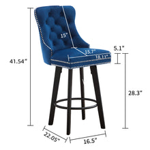 Load image into Gallery viewer, Swivel Bar Stools With Button Tufted Design And Rivet Trim