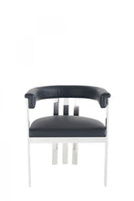 Load image into Gallery viewer, Upholstered Faux Leather Slat Back Dining Arm Chair - Black