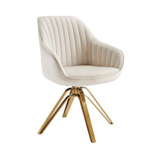 Load image into Gallery viewer, Velvet And Gold Swivel Arm Chair 23" - Off White