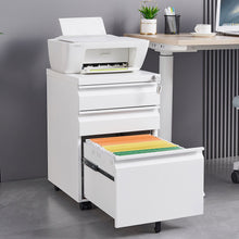 Load image into Gallery viewer, Contemporary 3 Drawer Mobile Filing Cabinet With Lock, Metal Office Storage For Legal / Letter Size