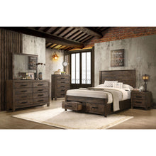 Load image into Gallery viewer, Greely - 5 Piece King Storage Bedroom Set Includes Bed, Nightstand, Dresser, Mirror & Chest - Rustic Brown