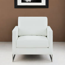 Load image into Gallery viewer, Faux Leather Arm Chair - White And Silver