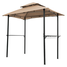Load image into Gallery viewer, Outdoor Grill Gazebo With Double Tier Soft Top Canopy, Steel Frame, Bar Counters & Hook