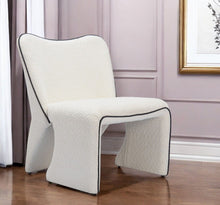 Load image into Gallery viewer, 29" Modern Faux Shearling And Upholstered Side Chair - Ivory
