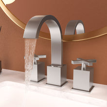 Load image into Gallery viewer, 2 Handle Widespread Bathroom Faucet With Pop Up Drain And 2 Water Supply Lines - Brushed Nickel