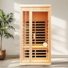 Load image into Gallery viewer, Deluxe Version Plus 1 Person Far Infrared Hemlock Sauna Room With LED Colour Lights - Natural