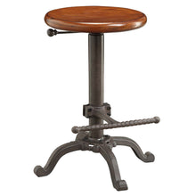 Load image into Gallery viewer, Swivel Backless Adjustable Height Bar Chair With Footrest 30" - Chestnut And Gray