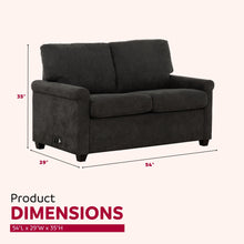 Load image into Gallery viewer, Convertible Twin Sleeper Sofa With USB Ports, 2 Seater Upholstered Loveseat - Dark Gray