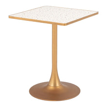 Load image into Gallery viewer, 24" Wood And Steel Pedestal Base Square Dining Table - Beige / Gold
