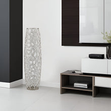 Load image into Gallery viewer, Cylinder Floor Vase With Faux Crystals - Silver