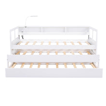 Load image into Gallery viewer, Daybed With 2 Trundles, 3 Storage Cubbies, Built In USB Charging Light