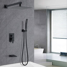 Load image into Gallery viewer, Tub Shower Faucet Set With 12" Rain Shower Head And Handheld Spray Combo