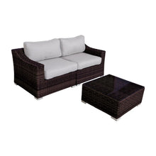 Load image into Gallery viewer, Wicker 2 Person Conversation Set, Durable Outdoor Seating With Cushions Mix - Brown Mix