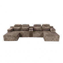 Load image into Gallery viewer, U-Shaped Sectional Sofa With Chaise Lounge And Cup Holders