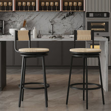 Load image into Gallery viewer, Bar Stools Swivel Counter Chairs With Metal Frame Hand Woven Paper Rope Dining Barstools For Kitchen Counter (Set of 2)