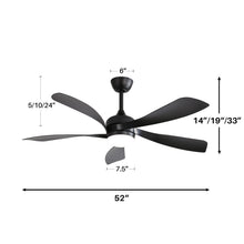 Load image into Gallery viewer, Ceiling Fan With 3 Color Dimmable 5 Blades Remote Control Reversible DC Motor And LED Light - Black