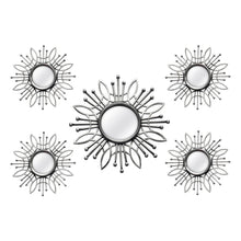 Load image into Gallery viewer, Sunburst Metal Framed Mirror (Set of 5) - Silver