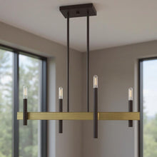 Load image into Gallery viewer, 24" Four Light Dimmable Chandelier With Shades - Bronze
