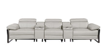 Load image into Gallery viewer, Top Grain Leather Reclining Metal USB Sofa (720341) - Light Gray