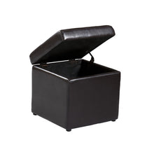 Load image into Gallery viewer, 5 Piece Living Room Set (Faux Leather Coffee Table Storage Ottoman Set) - Dark Brown