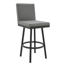 Load image into Gallery viewer, 44" Faux Leather Swivel Bar Height Bar Chair - Gray / Black