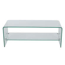 Load image into Gallery viewer, Modern Tempered Glass TV Stand With Shelf And Open Back Design - Clear