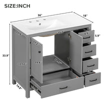 Load image into Gallery viewer, Bathroom Vanity With Ceramic Sink Combo, Abundant Storage Cabinet 2 Soft Close Doors And 5 Drawers