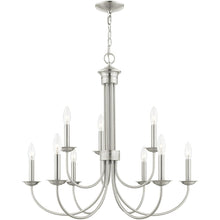 Load image into Gallery viewer, 27" Nine Light Dimmable Chandelier With Shades - Nickel